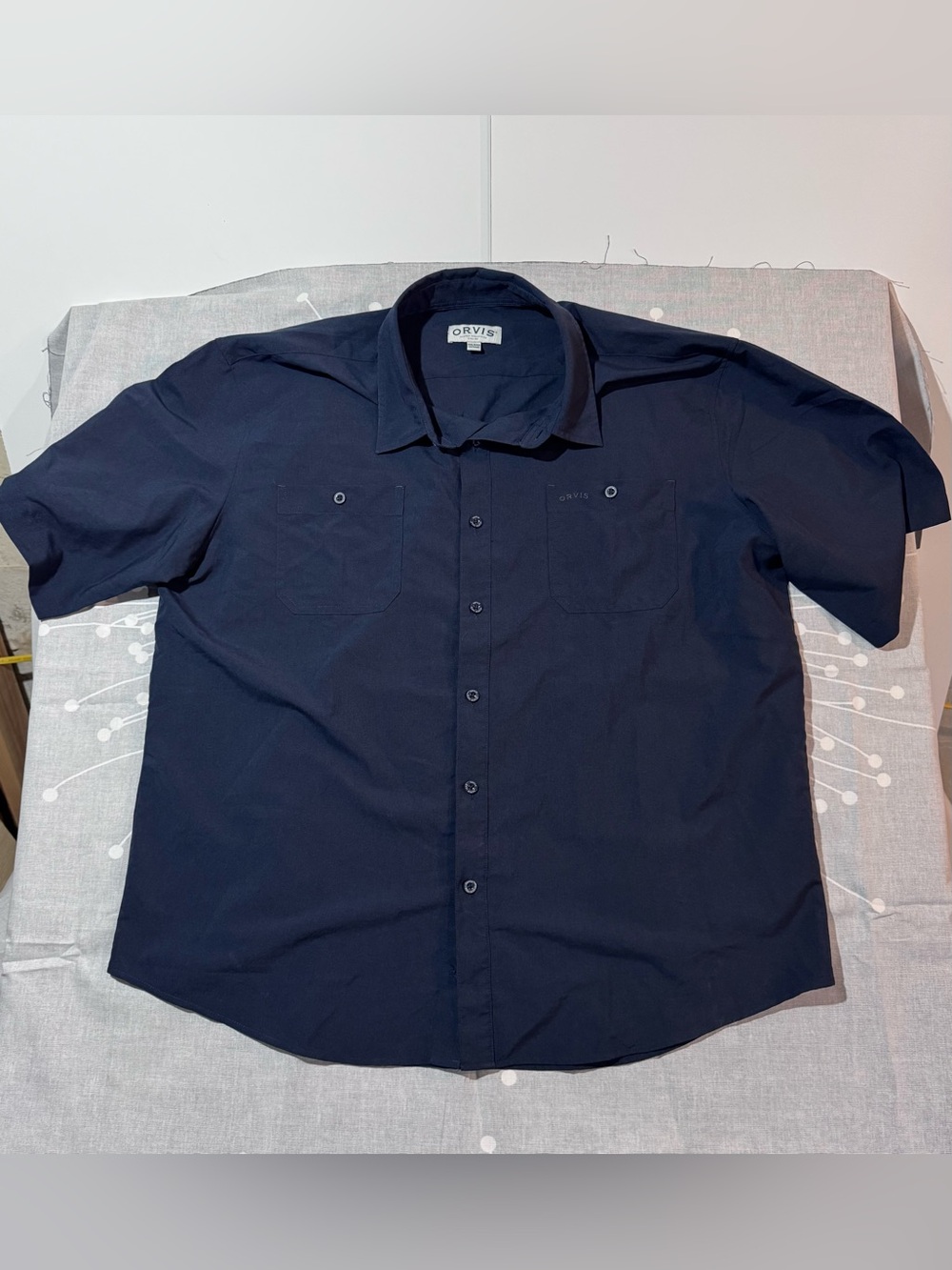 Orvis Classic Collection Men’s Short Sleeve Button Down Shirt Navy XXL